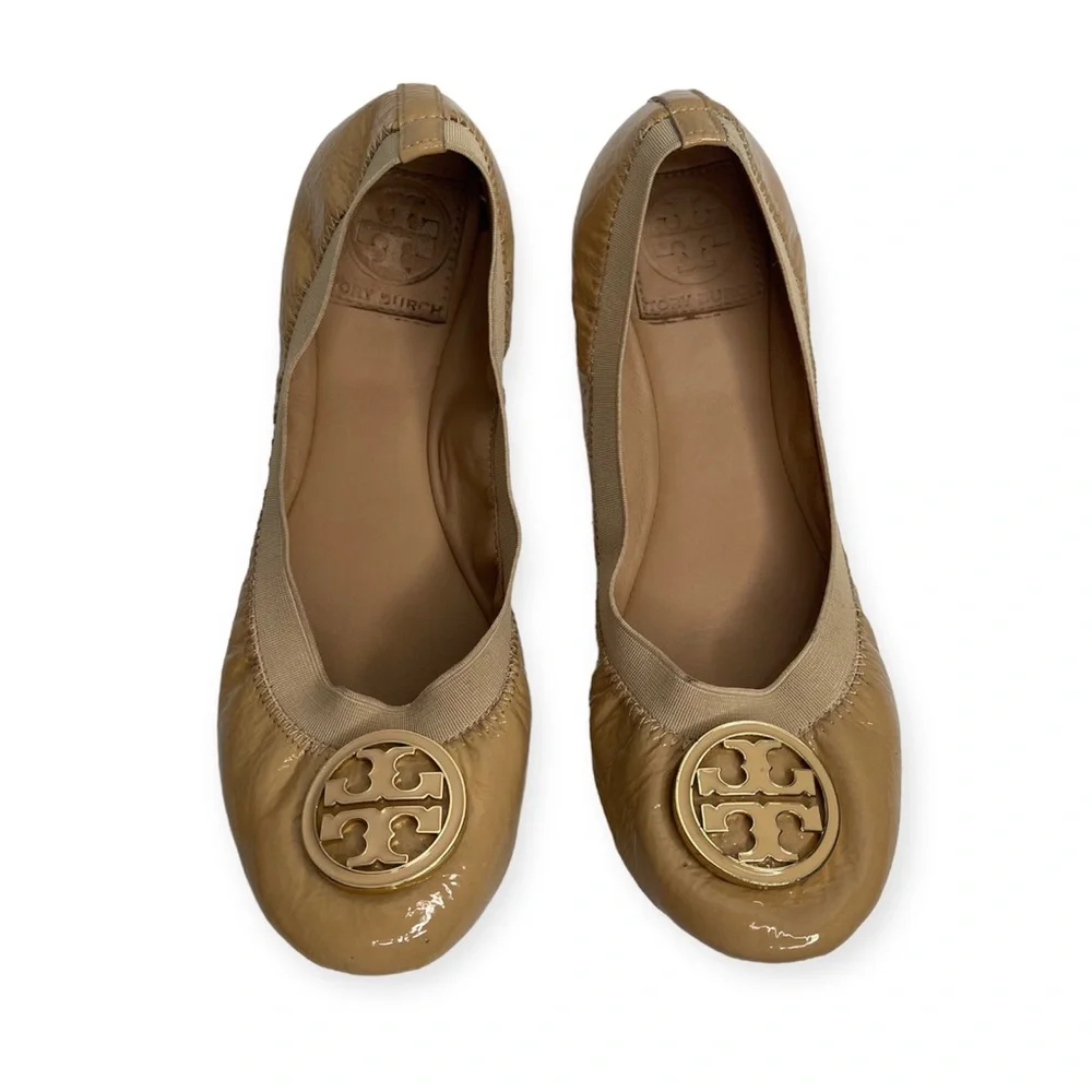 TORY BURCH Caroline Elastic Patent Leather Ballet Ballerina Flats Size 7